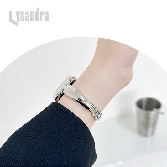 LYSANDRA Compatible for Spade & Co Health Smartwatch 4 Bands, stainless steel Shiny Fancy Wristband, Stylish Replacement Slim Strap Compatible for Spade & Co Health Smartwatch 4 (Silvery)