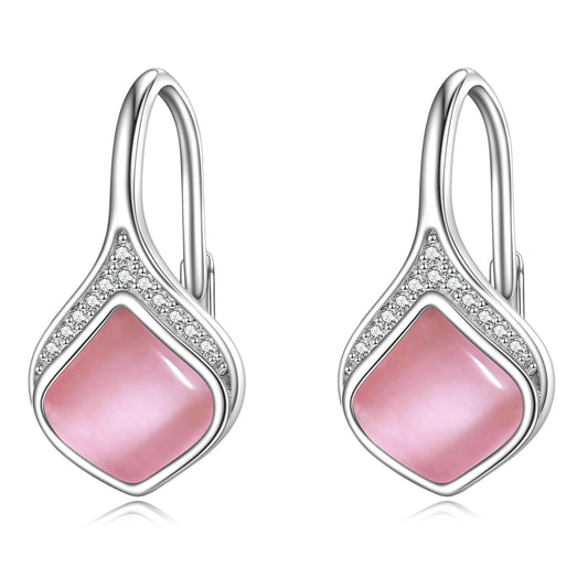 Pink Drop Earrings Sterling Silver Pink Opal Teardrop Leverback Earrings Jewelry Christmas Gifts For Women