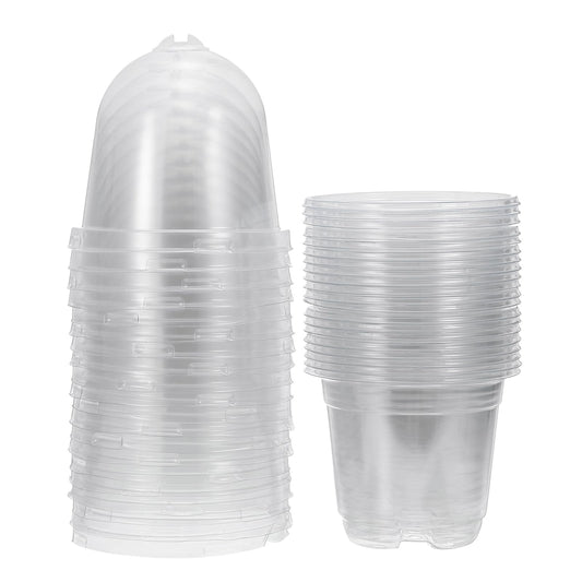 PATIKIL Nursery Pots with Humidity Dome, 20 Sets 3.5" Plastic Gardening Pot Planting Container Cups Plant Starting Pots with Drainage Holes, Transparent