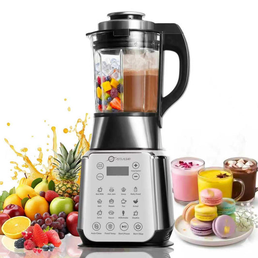 Glass Blenders for Kitchen – Stainless Steel Professional Blender for Smoothies 1500W Motor, Food Processor Combo 9 Adjustable Speeds, 14 Preset Programs, BPA-Free Glass Jar blender, Nut Milk, Soups