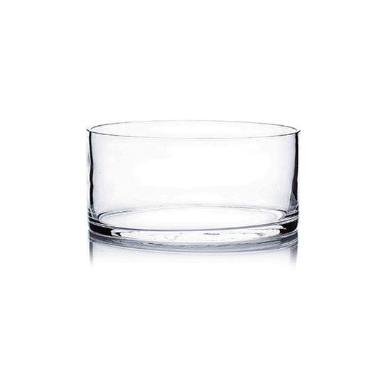 WGV Cylinder Vase, Open Width 8", Height 4", Clear Flat Pan Style Container, Planter Terrarium, Floral Centerpiece for Wedding Party Event, Home Office Decor, 1 Piece