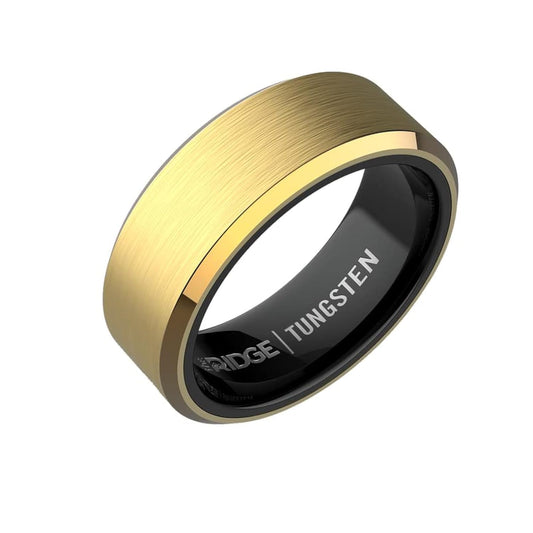 The Ridge 24K Gold Plated Beveled Ring Comfort Fit Wedding Band - 7.5
