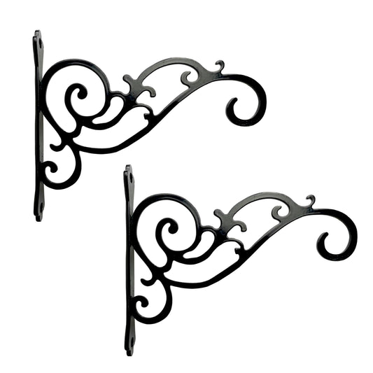 N+A Sunshine Iron Metal Hanging Planter Bracket, 2 Pack Wall Hooks for Hanging Birds Feeders, Latern, Wind Chimes, Coat, Decorative Indoor Outdoor (Black)