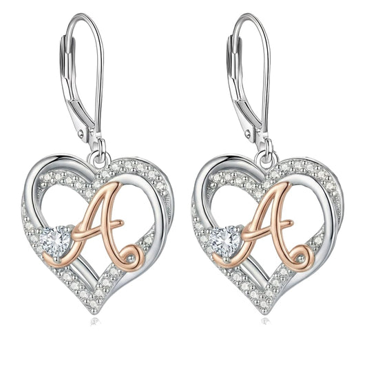 ZPMMPZ Initial Birthstone Earrings Intial Letter Dangle Drop Earrings Birthstone Jewelry Gifts for Women A & May