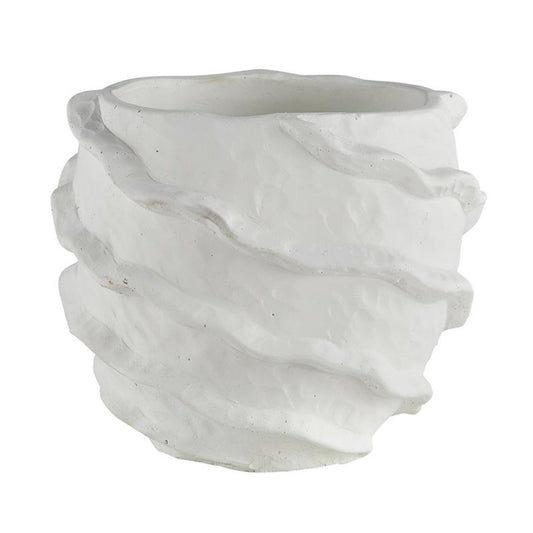 47th & Main Plant Pot Textured Cement Planter for Flowers Succulents Small Plants and More, 4" Dia x 4.5" H, White