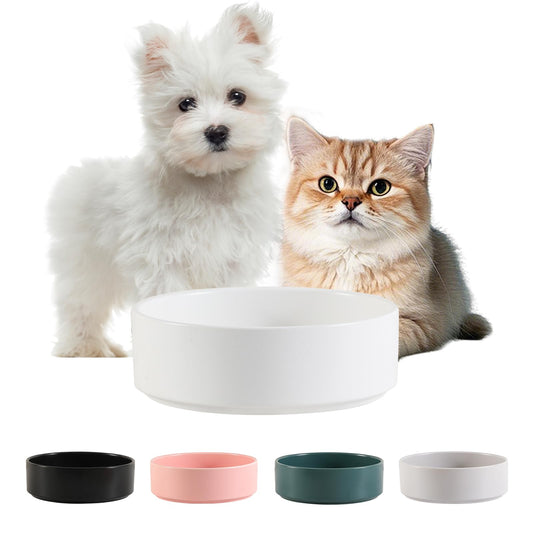 Ceramic Dog Bowl for Food and Water - Pet Feeder Bowl for Small to Medium Dogs and Indoor Cats - Heavy Ceramic Feeding Dish with Non Slip Base - Dishwasher & Microwave Safe - 6 Inch - 2.1 Cups - White