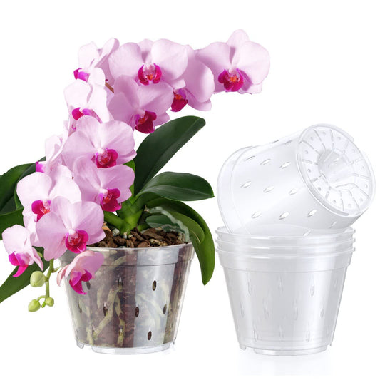 Orchid Pots with Holes Cymbidium Phalaenopsis Orchid Pot Indoor Clear Plastic Vanda Plant Pots Set (5.5 inch) 140 mm