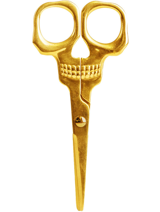 Suck UK Skull Scissors - Goth Office Supplies - Novelty Gift Halloween Desk Accessories - Unique Gold Scissors - Home Decor or Spooky Office Decor - Skull Kitchen Accessories | Gothic Stationery