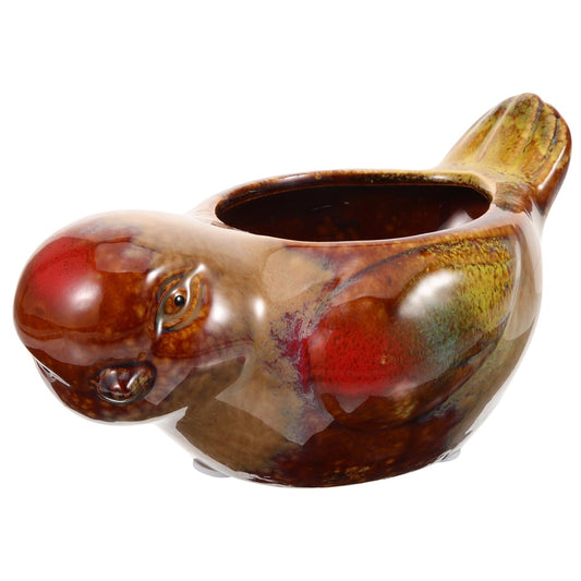 minkissy Bird Shaped Ceramic Planter Pot for Succulent Plants, Small Indoor Flowerpot with Glazed Finish, Decorative Balcony Pot for Bonsai and Succulents