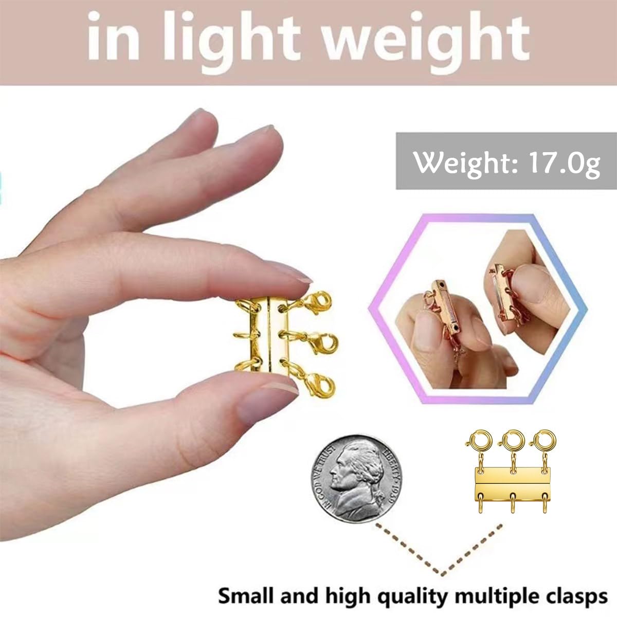 Layering Magnetic Necklace Clasps, Multiple Necklace Clasp,Necklace Clasps for Layered Look，Stainless Steel Chain Link Clasps for Necklaces and Bracelets, Silver, Gold (3 Silver B)