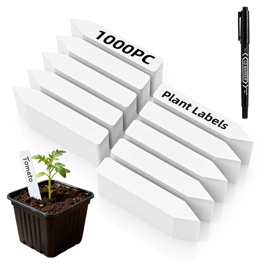 Cleangor 1000Pcs Plant Labels with Marker Pen, 4" Plant Tags for Garden Waterproof, Reusable Plastic Plant Markers Garden Labels for Seedlings, Vegetables, Flowers, Gardening Organization Kit