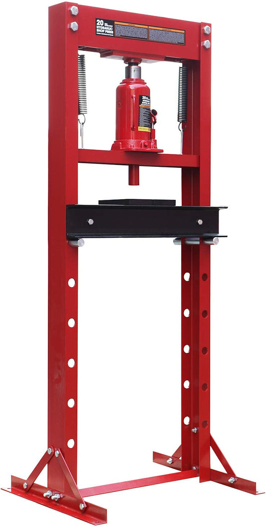 Big RED ATY20011R Torin Steel H-Frame Hydraulic Garage/Shop Floor Press with Stamping Plates, 20 Ton (40,000 lb) Capacity, Red