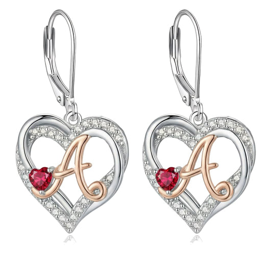 ZPMMPZ Initial Birthstone Earrings Intial Letter Dangle Drop Earrings Birthstone Jewelry Gifts for Women A & August