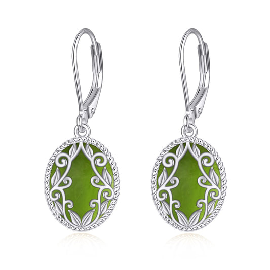 Peridot Drop Earrings Sterling Silver Nordic Filigree Leverback Earrings Green Natural Stone Peridot Dangle Earrings Jewelry Christmas Gifts