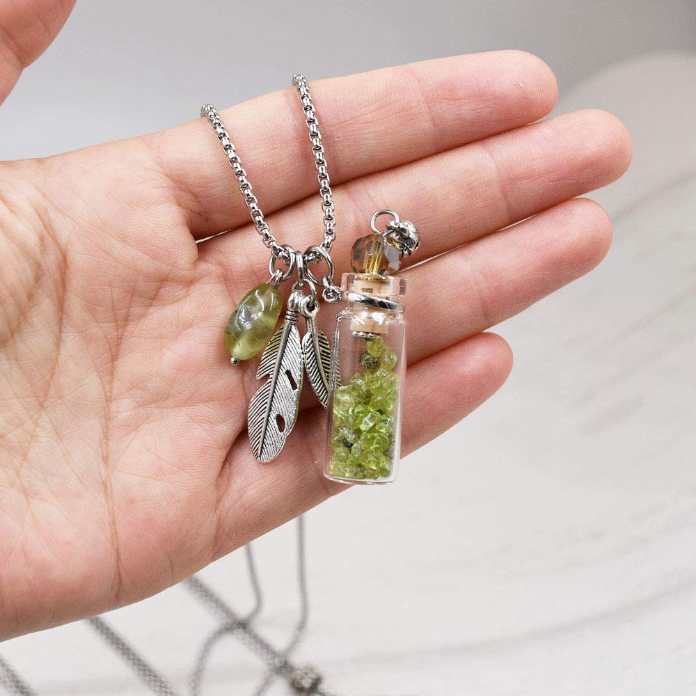 CoolDIY Aromatherapy Essential Oil Diffuser Necklace Locket Pendant Stainless Steel Perfume Necklace Crystal stone Glass vial Necklace (Light Purple)