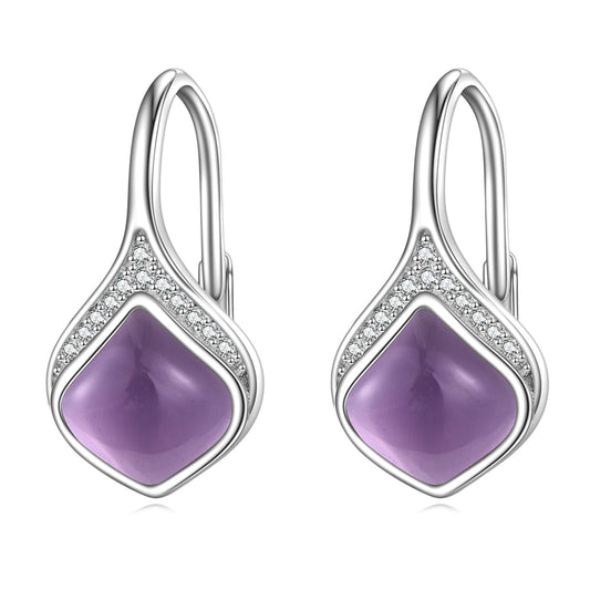 Amethyst Drop Earrings Sterling Silver Filigree Teardrop Leverback Earrings Purple Amethyst Dangle Earrings Jewelry Gifts For Women