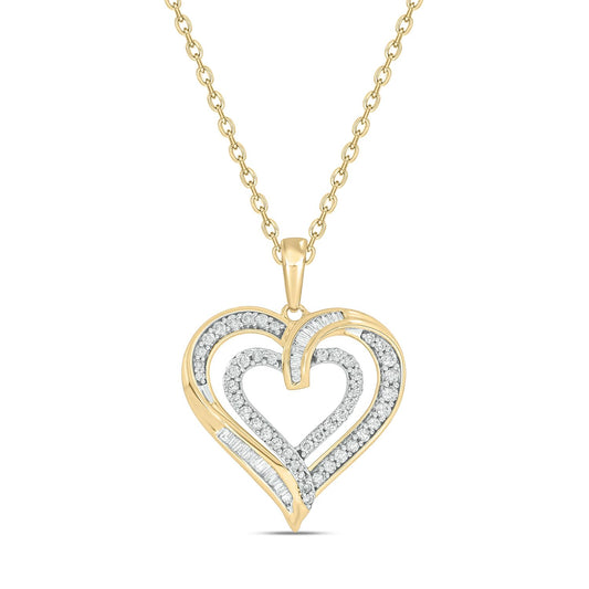 Cali Trove Diamond Puff Heart Pendant Necklace for Women | 1/2 Ct Natural Diamonds | Solid 10KT Gold | 18 Inch Chain | Refined Everyday Jewelry | Gift for Her | Pure Gold Necklaces