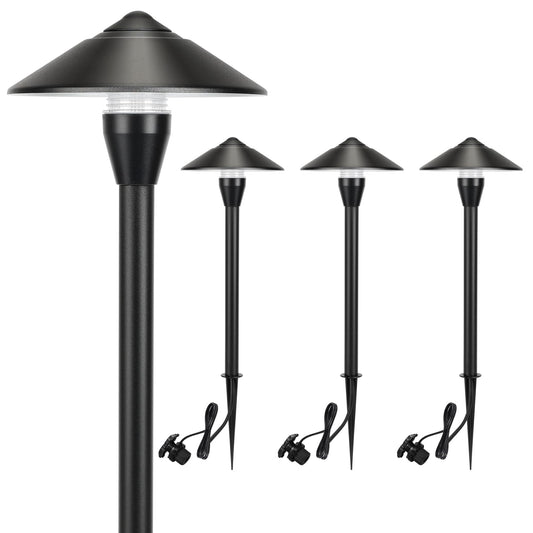 LUTEC 12V Low Voltage Pathway Lights, Die-cast Aluminum Pathway Lights with Connectors，IP65 Waterproof Outdoor Landscape Lighting, 3W 240LM Warm White 3000K for Path, Yard, Garden, 4 Pack
