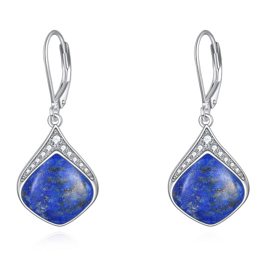 Lapis Lazuli Teardrop Earrings for Women Sterling Silver Cubic Zirconia Teardrop Drop cubic Zirconia Dangle Earrings Jewelry Christmas Gifts for Women