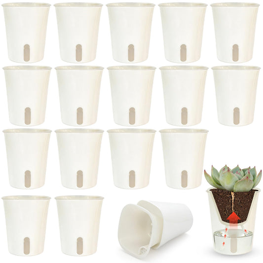 Canumer 35 Pcs 3-Inch Self Watering Pots for Indoor Plants, Plastic Planters with Water Level Indicator & Vent Holes, Ideal for Succulents, Herbs, and Flowers