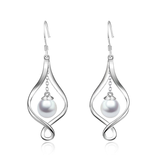 Pearl Earrings Gifts for Women Her Sterling Silver Infinity Love Celtic Knot Dangle Earrings Jewelry