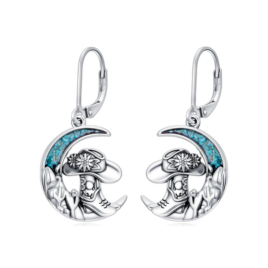 YYmqmq Western Cowboy Boot Earrings for Women 925 Sterling Silver Moon Dangle Leverback Earrings Turquoise Western Jewelry Gifts for Women Cowgirl Lovers