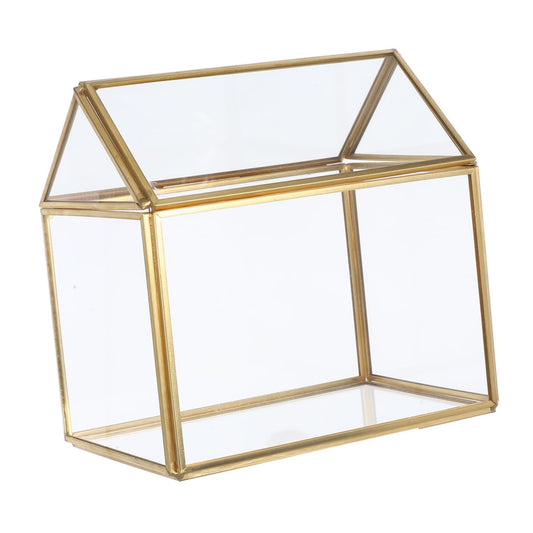 Handmade Glass Planter Terrarium Unique House Shaped Indoor Tabletop Greenhouse for Air Plant Display Geometric Succulent Decor Box for Home and Office Centerpiece