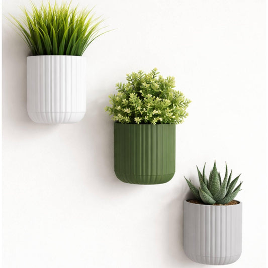 LOYIM Minimalist Wall Planter Set of 3 - Indoor Hanging Planter with Hidden Mount & Drip Tray, Modern Home Decor, Floating Plant Shelf for Succulents & Herbs