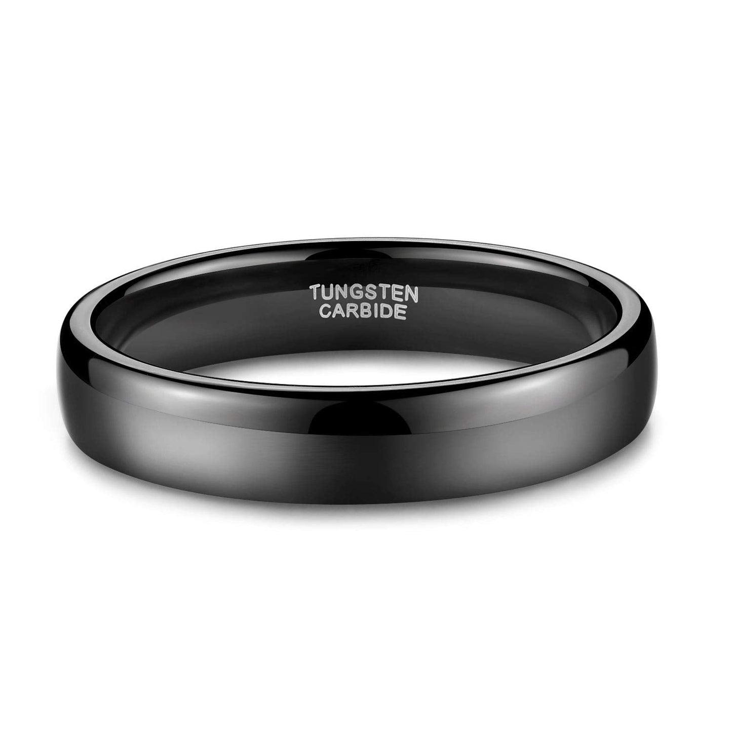 TRUMIUM 4mm Mens Womens Wedding Band Tungsten Carbide Black Rings High Polished Beveled Edges Comfort Fit Size 11