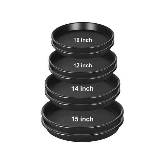 NABAOXUN 8 Pack 10Inch 12Inch 14Inch 15 Inch Plant Saucer Plastic Plant Saucer Drip Trays Plant Saucers for Indoors Outdoor Plant (10+12+14+15 inch) Black