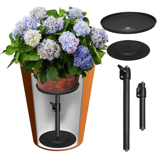 Tuling home Adjustable Pure Iron Planter Inserts, 7-25” Plant Risers for Inside Pots, Planter Fillers for Large Pots, Indoor & Outdoor Insert with 8-10” Top & 6-10” Base