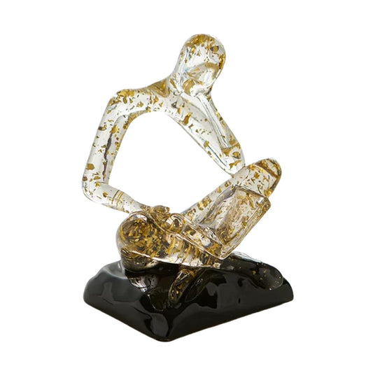 XINXUAN Resin Abstract Sculpture, Meditation & Reading Posture, Modern Home Decor Decor for Desk/Shelf, Art Statue (Think - Gold Foil Color) (Thinking - Gold foil Color)
