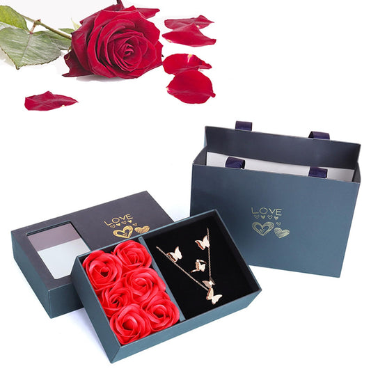JYCMMFC Rose Ring Box Jewelry Gifts Box Eternal Rose Necklaces Bracelets Box Valentine's Day Christmas Thanksgiving Birthday Romantic for Women Her Mom Wife Girlfriend (Jewelry is NOT included)