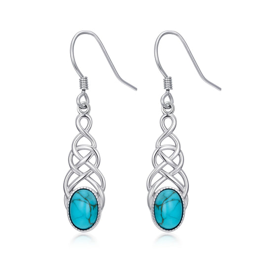 Eetaitai Turquoise Celtic Dangle Earrings for Women 925 Sterling Silver Irish Jewelry Celtic Earrings Native American Jewelry Mothers Day Gifts for Mom Wife Sister