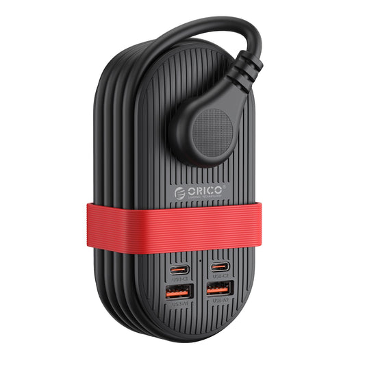 ORICO 65W USB Travel Power Strip, 7 in 1 Charging Station with 3AC, 2 USB-A, 2 USB-C, Flat Plug and 4ft Extension Cord, Fast Charger for MacBook, iPad, iPhone 17/16/15 - TK65