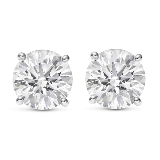 Platinum 0.5 Carat Round Shape LAB GROWN Diamond IGI Certified Stud Earrings for women 4 Prong Push Back (E/F Color VS2/SI1 CLARITY)