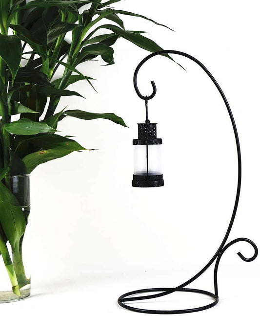 Attraction Design Ornament Display Hanging Stand Set of 2, Black Metal Stand Holder Flower Pot Stand for Hanging Glass Globe Air Plant Terrarium Succulent and Witch Ball (L)