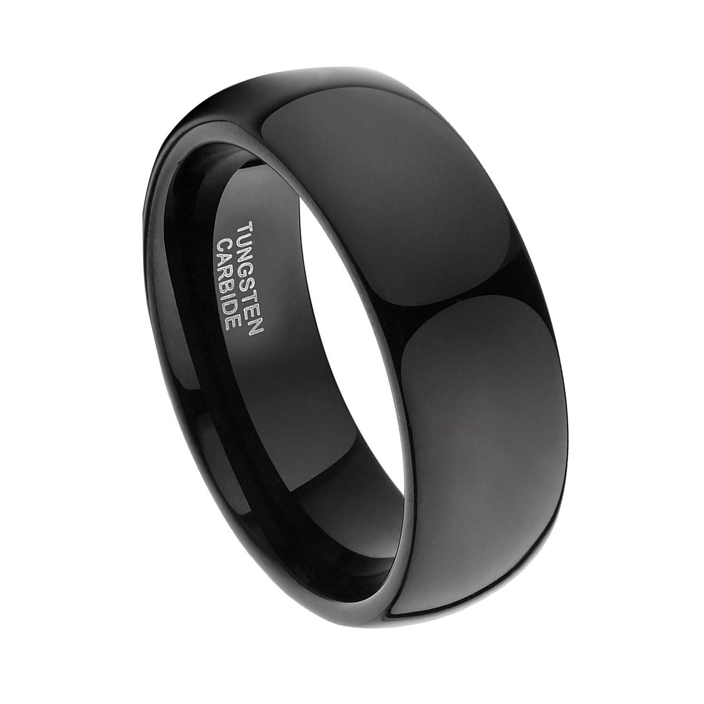 TRUMIUM 8mm Black Ring Band Tungsten Wedding Band for Men Women High Polished Dome Comfort Fit Size 13