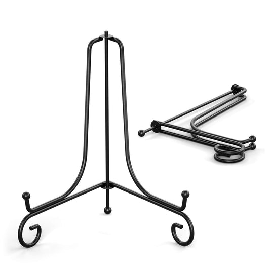 TR-LIFE Plate Stands for Display - 4 Inch Plate Holder Display Stand + Metal Easel Stand for Picture Frame, Decorative Plates, Book, Photo, Collectibles (2 Pack)