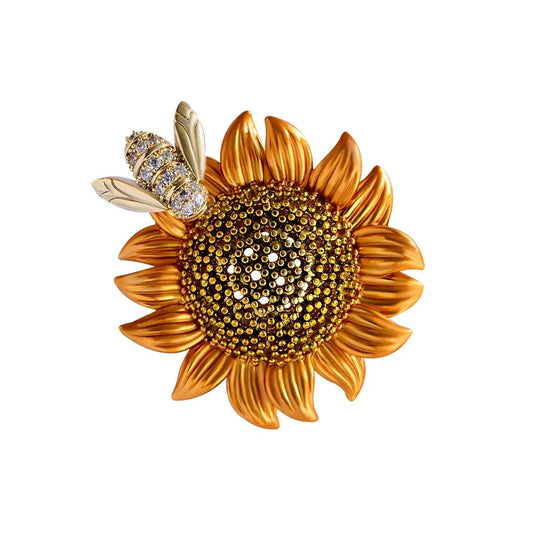 EMEGCY Sunflower Brooch for Women Fashion Sunflower Pin Rhinestone Bee Brooch for Crafts 18K Gold Plated Bee Lapel Pin Jewelry for Mom Wife Birthday Chrisamas