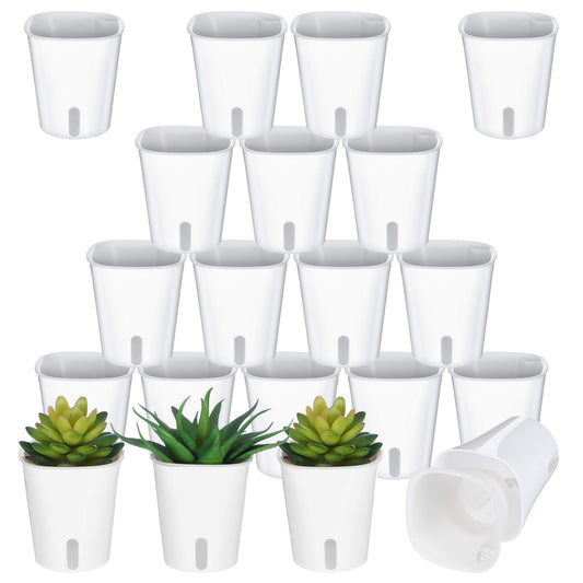 mekueeex 20 Pcs 3 Inch Self Watering Pots Self Watering Planters for Indoor Plants Plastic Self Watering Plant Pot Garden Flower Pots with Water Level Indicator Vents for Herbs ﻿