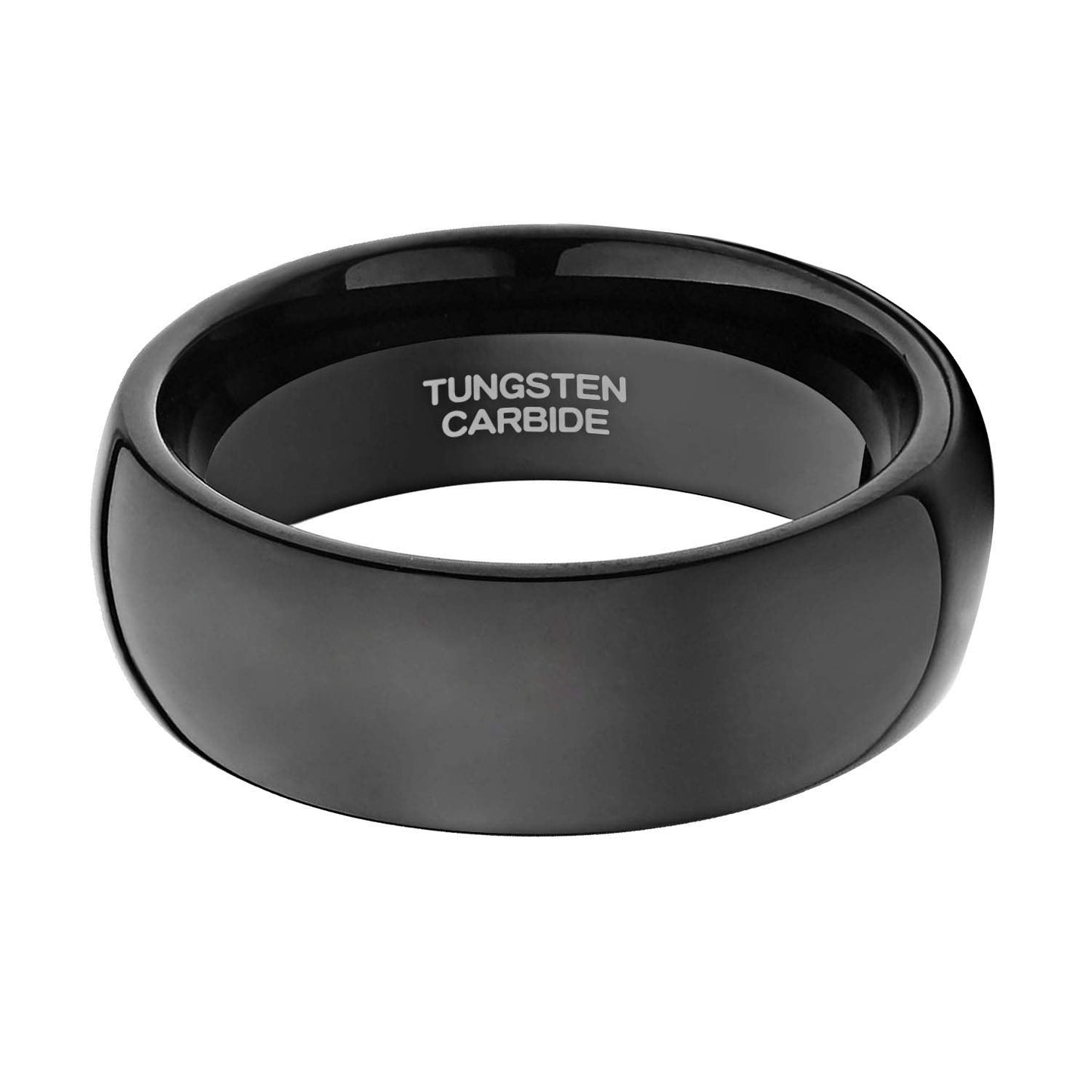 TRUMIUM 8mm Black Ring Band Tungsten Wedding Band for Men Women High Polished Dome Comfort Fit Size 5