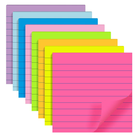 (8 Pads) Lined Sticky Notes 4x6 in Post