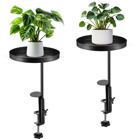 Teenyyou 2 Pcs Window Sill Plant Shelf 7.9''D x 14.2''H Adjustable Window Shelf Windowsill Clamp Tray for Indoor Plants Metal Windowsill Extension Tray Planter Floating Shelves for Indoor Outdoor