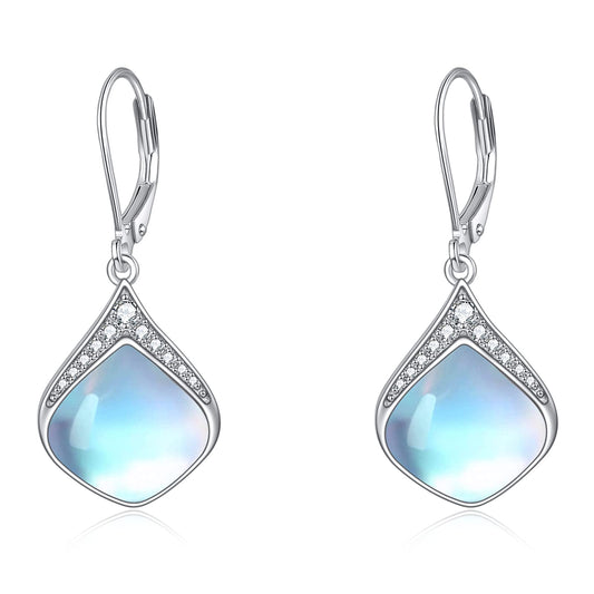 Moonstone Teardrop Earrings for Women Sterling Silver Cubic Zirconia Teardrop Drop cubic Zirconia Dangle Earrings Jewelry Christmas Gifts