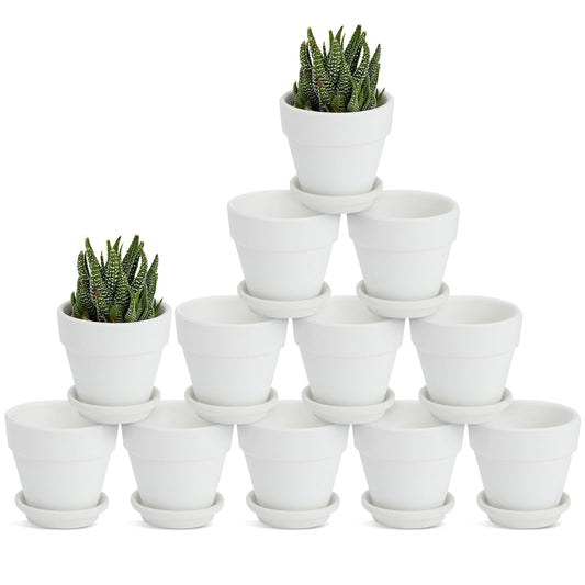 Juvale Mini Terracotta Pots - Pot with Drainage Hole - Versatile Succulent & Herb Planter - Paintable White Planter for Custom Decor - Pack of 12, White, 2.9 x 2.9 x 2.5 in