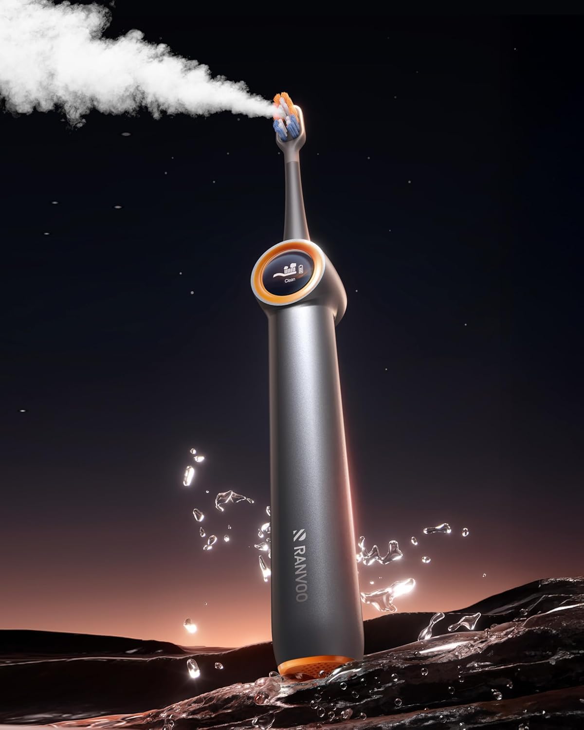 RANVOO AirJet X3 [AI Max Jet Clean] [Flossing & Sonic Brushing 2-in-1] Electric Toothbrush for Adults, 100% Plaque Removal, Whitening, 60-Day Battery, Soft & Gum Care, for Sensitive Teeth/Braces Gray