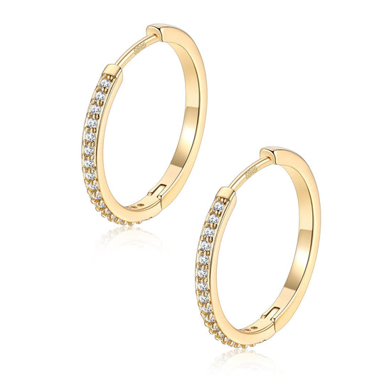 FaithHeart Cubic Zirconia Hoop Earrings for Women, 14K Gold Hypoallergenic Huggie Hoop Earrings, Small Cartilage Earrings for Women 18mm, Send Gift Box