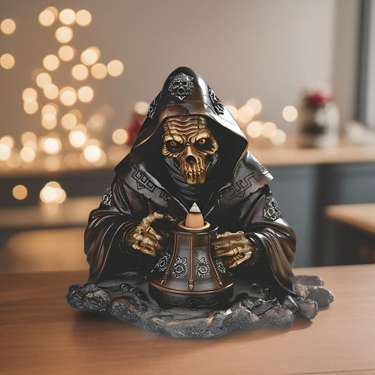 ICE ARMOR Hand Painted 8" W Grim Reaper Backflow Figurine Statue Sculpture Ornament Decoration Home/Room Decor Ideas for Housewarming, Holidays and Birthdays Great Collectible