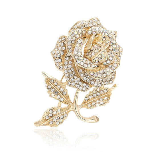 Gold Rose Brooches Pins for Women Girls Flower Valentine Statement Fashion Jewelry